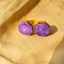 Load image into Gallery viewer, Gold Plated Dual Hexa Ring - Purple

