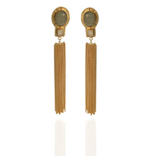 Load image into Gallery viewer, Gold Plated Tassel Earrings - Sea Green
