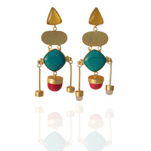 Load image into Gallery viewer, Gold Plated Dual Drop Earrings
