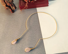 Load image into Gallery viewer, Gold Plated Drop Neck Cuff - Baby Pink

