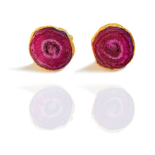 Load image into Gallery viewer, Gold Plated Druzy Cufflinks - Pink
