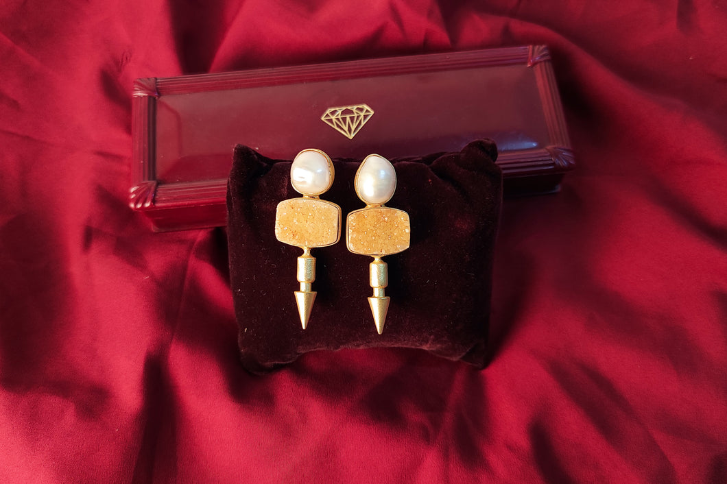 Gold Plated Warrior Studs - Mother of Pearl