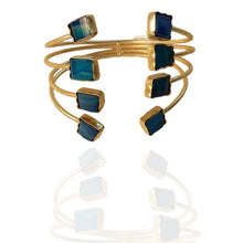 Load image into Gallery viewer, Gold Plated Cuff Bracelet - Blue
