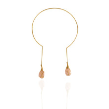 Load image into Gallery viewer, Gold Plated Drop Neck Cuff - Baby Pink
